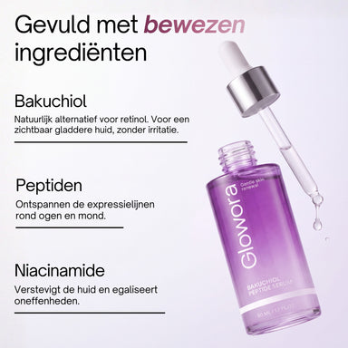 Ingrediëntenoverzicht van het Bakuchiol Peptide Serum met bakuchiol, peptiden en niacinamide