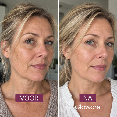 Voor-en-na zijaanzicht van een vrouw na gebruik van de Kojic Acid Pads