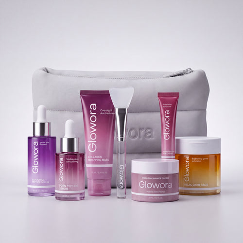 Complete Glowora Ritual: alle Glowora producten en applicatiekwast voor de grijze Ritual Pouch